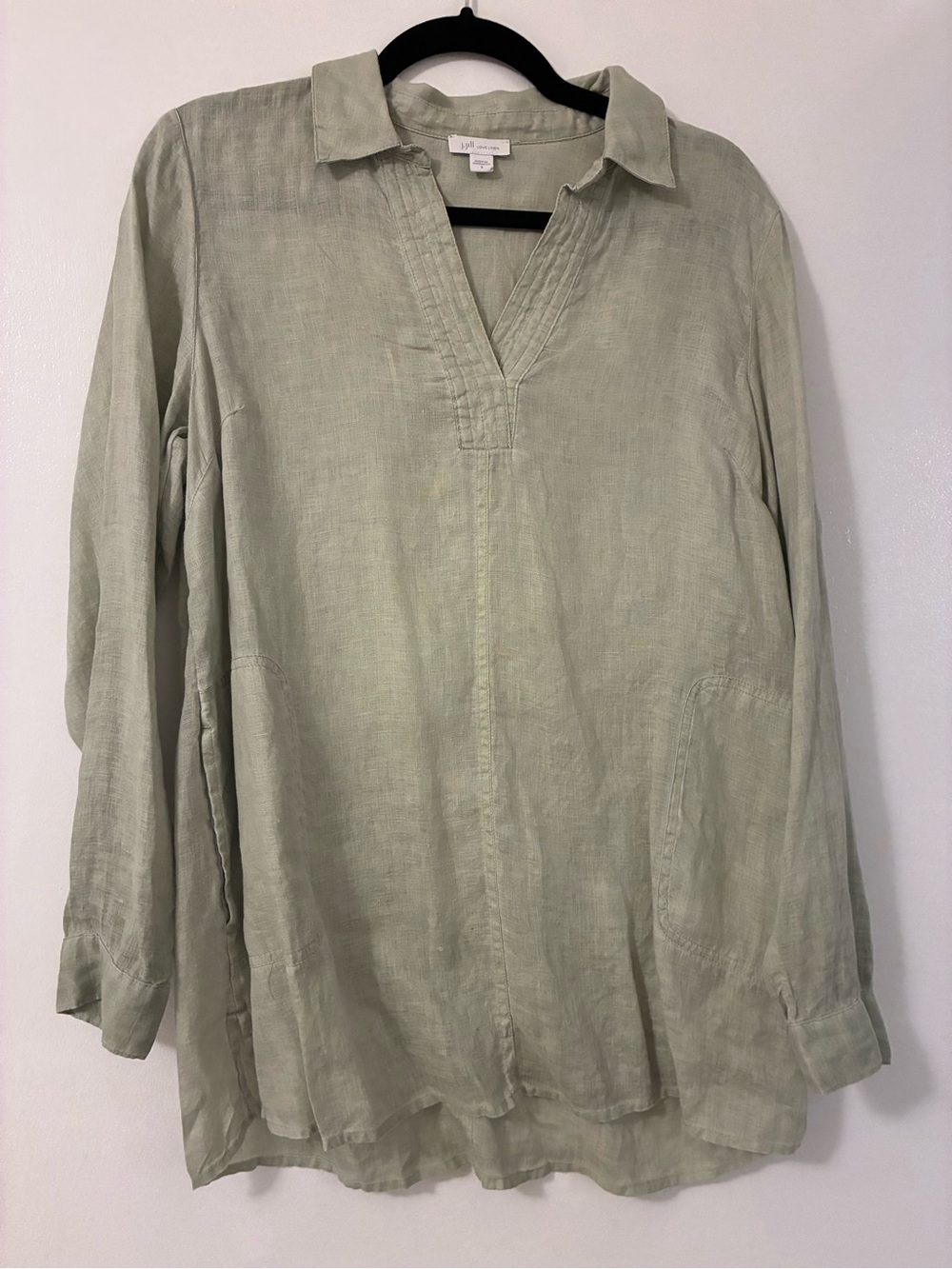 J. Jill Sage Green Linen Collar Tunic